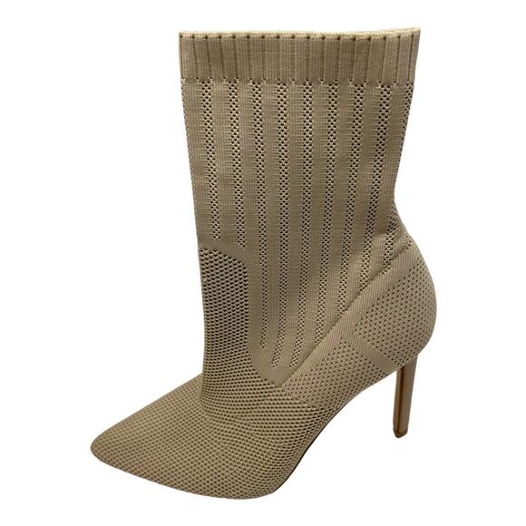 Steve Madden Disco Sock Bootie Beige Knit Stiletto Heel Ankle Boots Size 9 - Picture 3 of 10